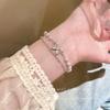 Double bow pearl stacked bracelet light luxury niche exquisite bracelet accessories student high value jewelry gift