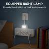 European standard multi socket lighting power socket, made of PC fire-resistant and flame-retardant material, equipped with small night lights