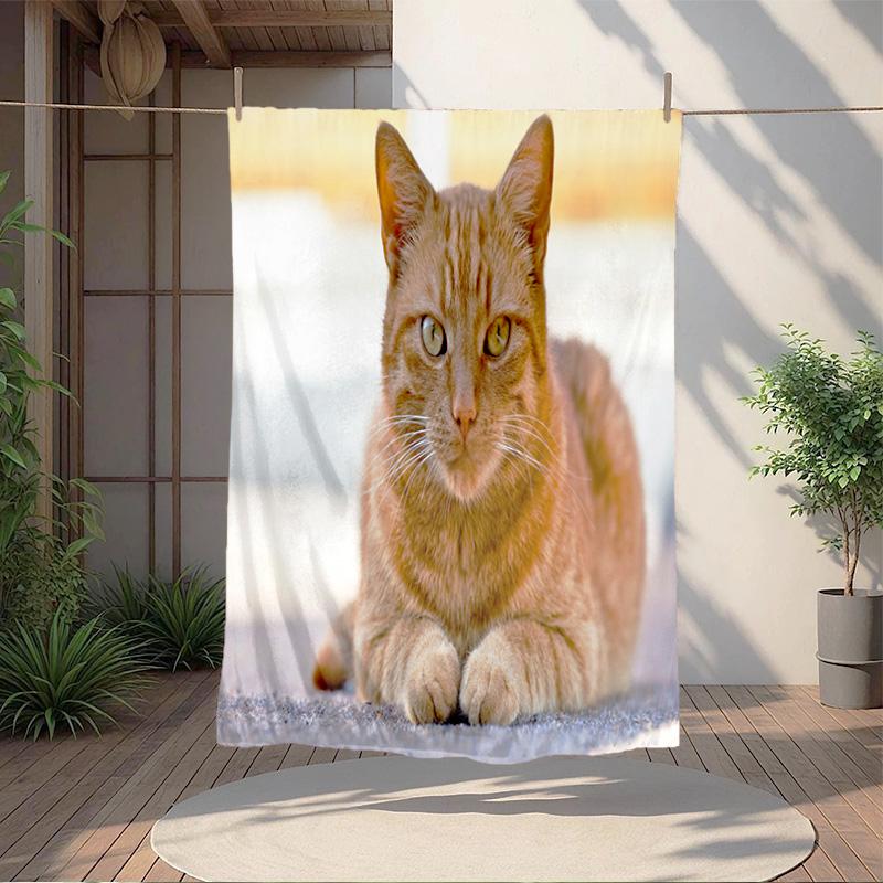 1pc Animals: rabbit, cat, pattern blanket, all season lightweight home office outdoor nap multifunctional blanket