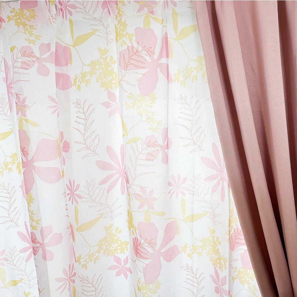 ARIE Blackout Curtains, Set of 4 (Male (Pink), Width 100cm, Length 178cm)
