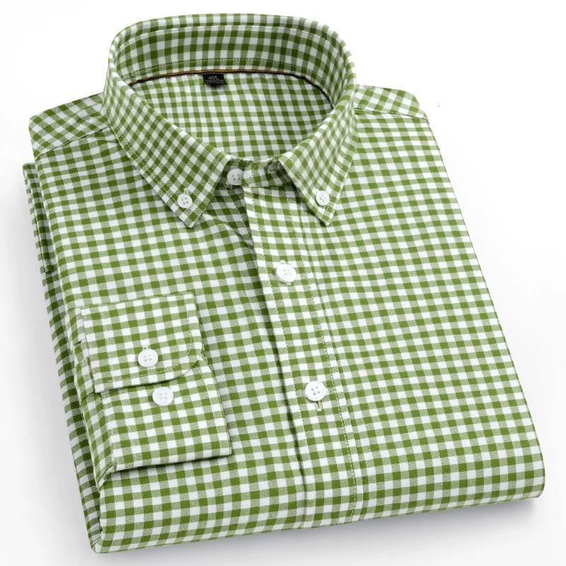 2026 spring new style 100% cotton Oxford plaid striped men's long-sleeved fashionable business casual fit shirt single top