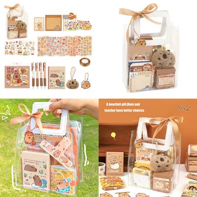 Student School Staionery Supplies Includes Notebook Note Paper Ballpoint Pen Bookmarks Pen Case Sticker Ruler Keychain