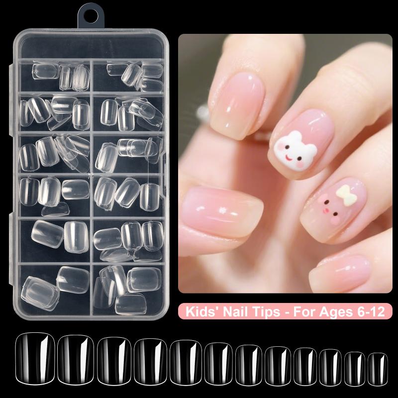 120/240Pcs Oval Fake Nails Press On Nails Art For 6-12 Years Girls The Short Artificial Fake Nails Full Cover Nail Set