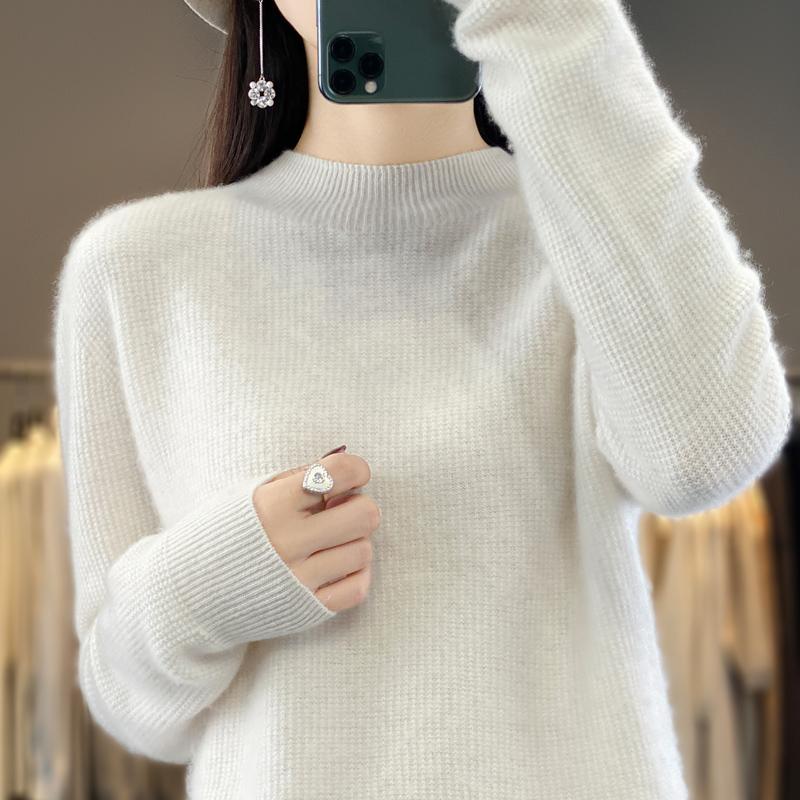 Women's Cashmere Sweater Qinghe Cashmere 30% Cashmere 70% Wool Autumn and Winter Cashmere Pullover Soft and Warm