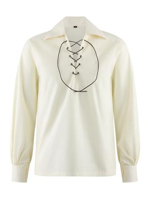 Cream Scottish Highland Jacobean Jacobite Ghillie Kilt Shirt