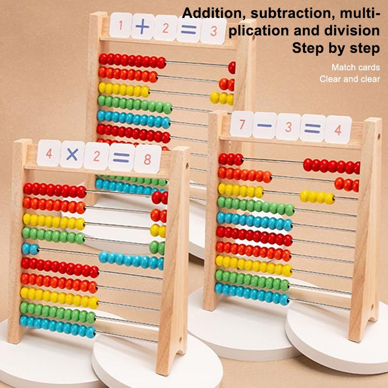 Wooden Counting Toy Abacus Montessori Education Math Toy Children Rainbow Counting Beads Addition Subtraction Operation Learning