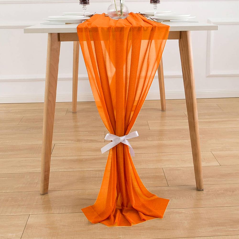 Chiffon Table Runner Vertical Tablecloth for Table Decorations Shiny Fabric Merry Christmas Decorations 2026 Wedding Decoration