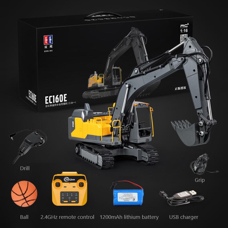 Double E E598 EC160E 1:16 17CH RC Excavator Car Model three-in-one Dual-mode crawler remote control Truck Digger Toys boys