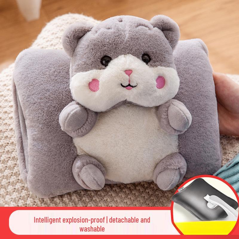 Rechargeable Plush Hot Water Bottle Hand Warmer - Cute Explosion-Proof Design for Baby Girls, Winter Use.