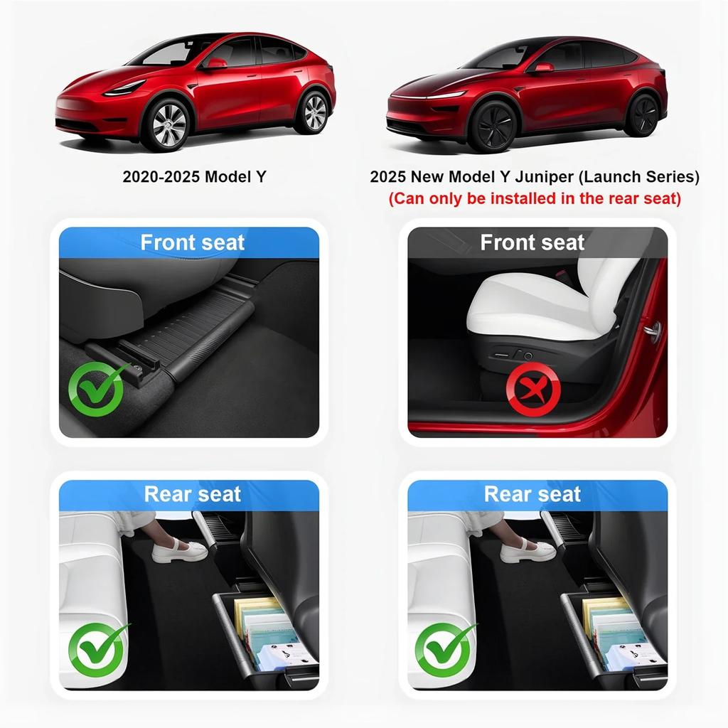 For Tesla Model Y 2020-2026 Juniper 2026-2026 Under Seat Storage Box Car Interior Accessories Drawer Type Organizer Lower Box