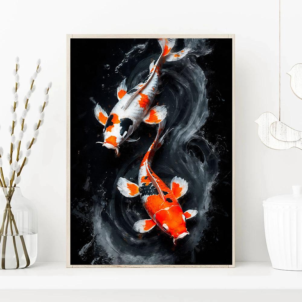 Chinese Red Koi Fish Landscape Picture Carp Canvas Painting HD Print Posters for Modern Living Room Wall Art Home Decor Cuadros