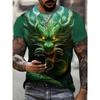 Summer 3D Dragon King Pattern Men's T-Shirt, Street Style Trendy Men's Fashion Loose Casual Short-Sleeve T-Shirt
