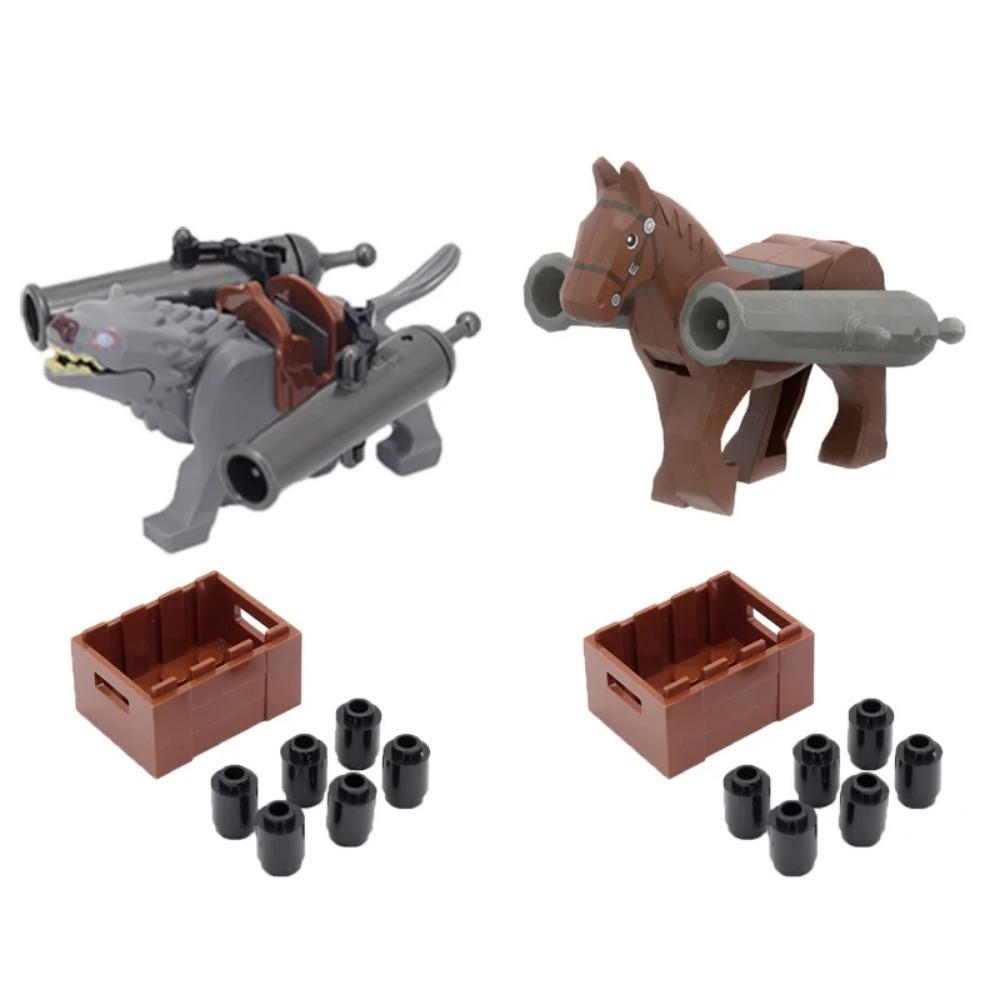 MOC Animal Building Block Accessories Set Crow Parrot Peacock Eagle Flamingo Transport Horse Ox Cart Gift Brick Model Toy K001
