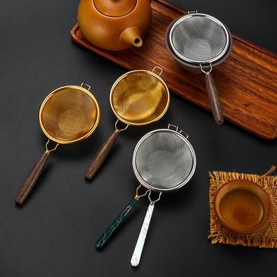 Small 304 Stainless Steel Tea Strainer with Wooden Handle Mini Flour Sieve Household Tea Leaf Infuser Maker Teapot Accessories