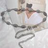 Bohemian Style Butterfly Blue Water Diamond Waist Woven Handmade Wooden Bead Belts Y2K Retro Belt Waist Chain Accessory Skirt
