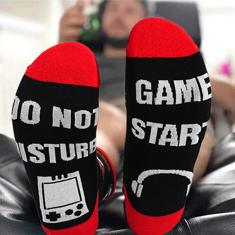 Original Mid-Calf Cotton Letter Socks: Non-Slip, Customizable Floor Socks.