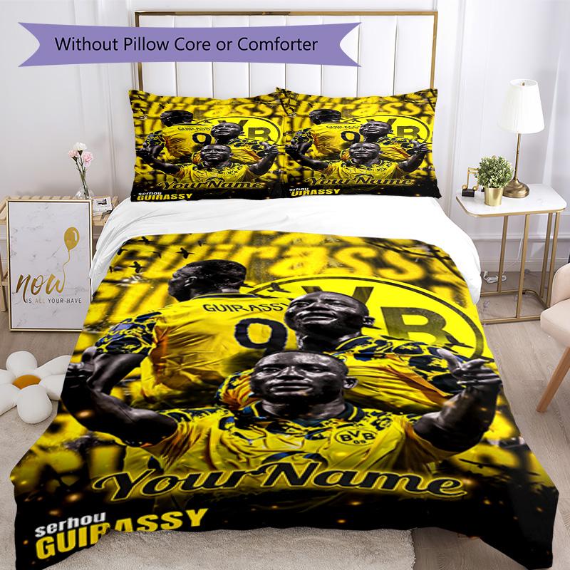 Borussia Dortmund Customize Your Name Bedding Set Breathable Duvet Cover with Pillowcases Home Decoration Birthday Gift
