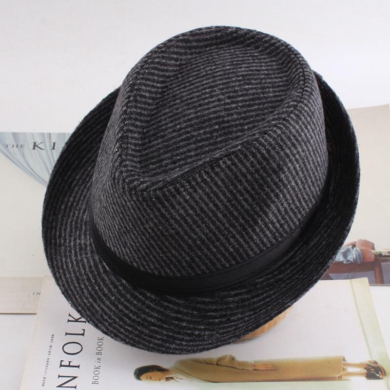 Autumn and winter men's top hat, Frannie plaid fabric warm middle-aged and elderly jazz hat casual top hat men's hat