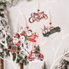 MLGB-12 Pieces Christmas Wooden Hanging Ornaments Red Car Truck Santa Claus Tree House Wooden Hanging Craft For Decoration