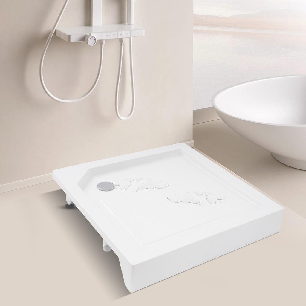 Large 33x33 Inch Square Shower Base Tray, 573 lbs Load Capacity, Non-Slip Bathroom Floor Pan, White Waterproof Shower Receptor