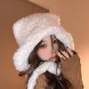 Sweet and Cute Little Bear Ears Fluffy Hat for Women Travel Warm Big Head Ear Protection Hat for Head Hat Trendy