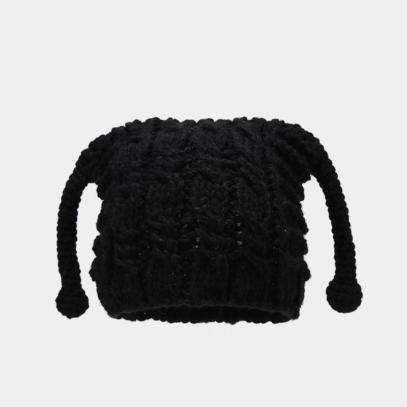 New Trendy Cute Long Ear Knitted Hat Unisex Warm Winter Beanie Handmade Knit Cap Daily Outdoor Party Casual Men Women Headwear
