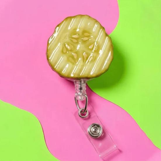 Pickle Retractable Badge Reels ID Holder with Strong Metal Clip Anti-slip Badge Holder for Work Badges Keys Bus Cards Access Cards