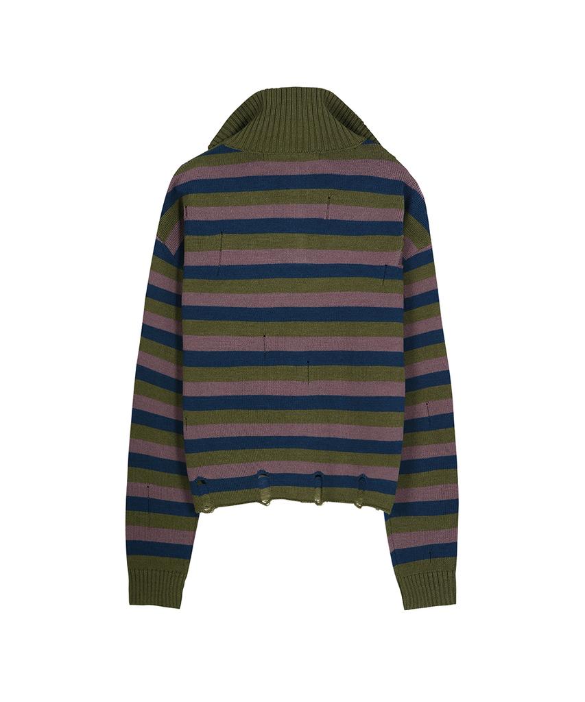 ADSB ANDERSSON BELL Double Layered Stripe Half Zip-Up Sweater Atb1452M(Blue/Grey)