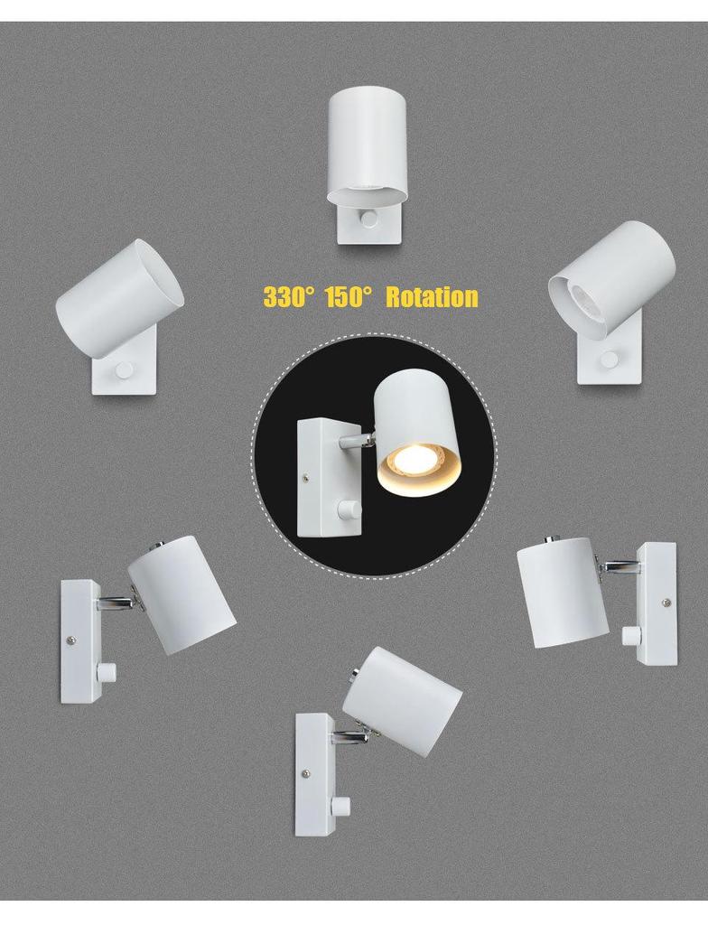 Adjustable Angle Modern Minimalist Bedside Wall Lamp with GU10 Spotlight for Living Room