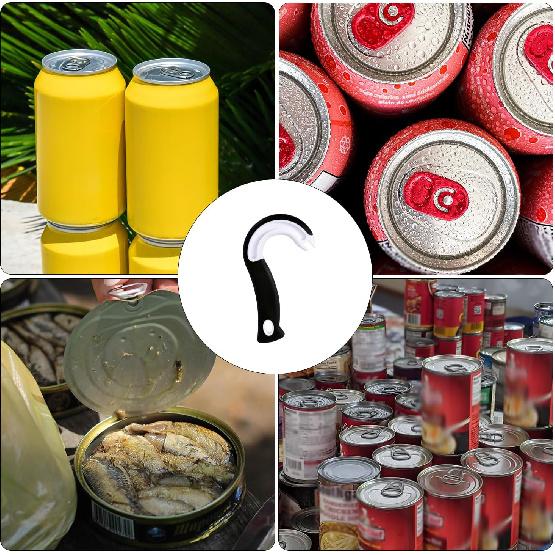 Easy Open Ring Pull Can Opener, J Hook Can Opener Pull Tab No-Slip Rubber Grip Jars Can Lid Lifter Manual Ring Top Soda Tin Bottle Opener Tool for