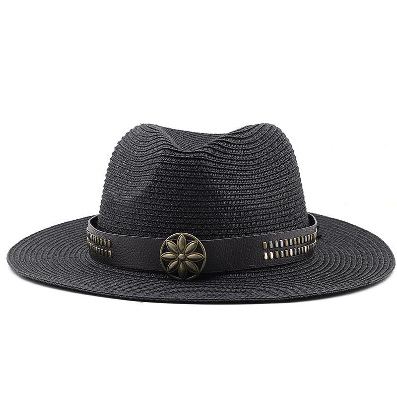 Specially for British fashion flat shade sun hat for men and women couples straw hat outdoor casual jazz top hat