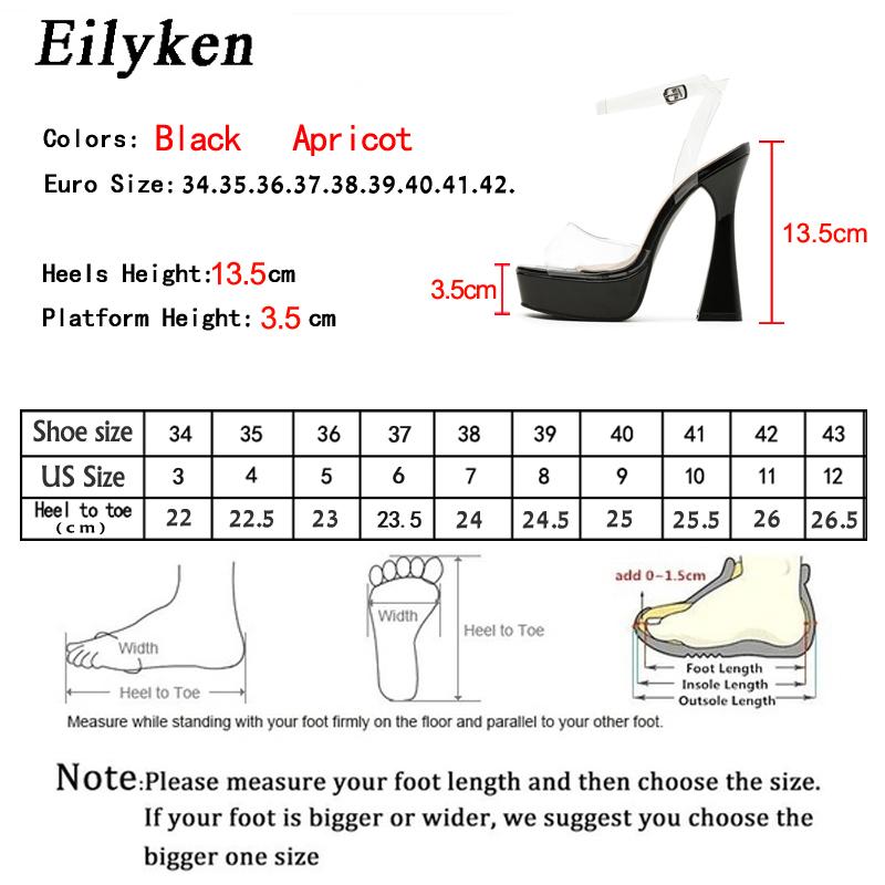 Fashion Eilyken Fashion Open Toe Platform High Heels Sandals Women Transparent PVC Ankle Strap Ladies Summer Party Nightclub Shoes Pumps