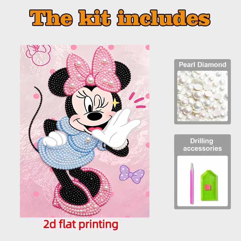 Disney Pearl Painting 5D Minnie Mouse Pearl Gemstone Art Diamond Painting Kit for Adults Beginners Gift Ideas Perfect Wall Home Decor