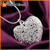 DOTEFFIL 925 Sterling Silver 18-30 Inch Carved Heart Pendant Snake Chain Necklace For Women Fashion Wedding Party Charm Jewelry