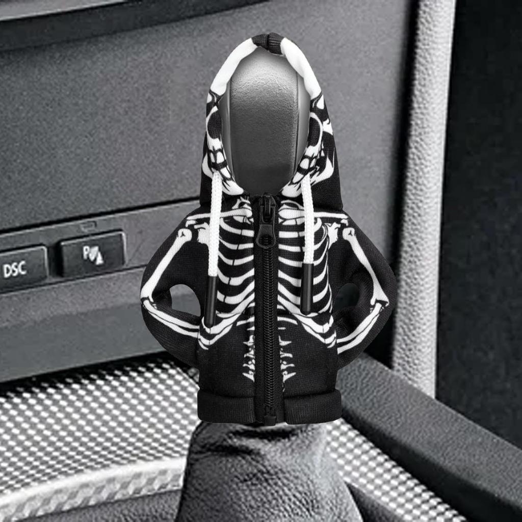 Car Shift Cover,Skull Hoodie for Gear Shift,SUV Gear Lever Knob Hoodie Skull Design |