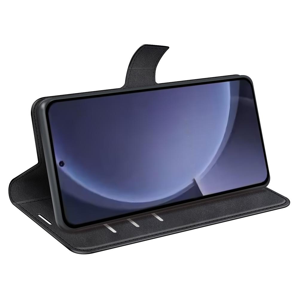 For Samsung Galaxy S25+ Stand Case Anti-Scratch Calf Texture Leather Phone Cover