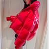 New Autumn Winter Red Black Glossy Down Parka Thick Women Waterproof Coat Embroidery Jacket Loose Warm Snow Shiny Overcoat