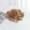 1pc Khaki Bow-Decorated Sun Hat Foldable Wide-Brim Straw Hat Minimalist Straw Cap