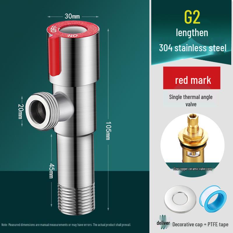 Household Full Copper 304 Stainless Steel Angle Valve for Kitchen & Bathroom – Cold & Hot Water Stop/Splitter Valve
