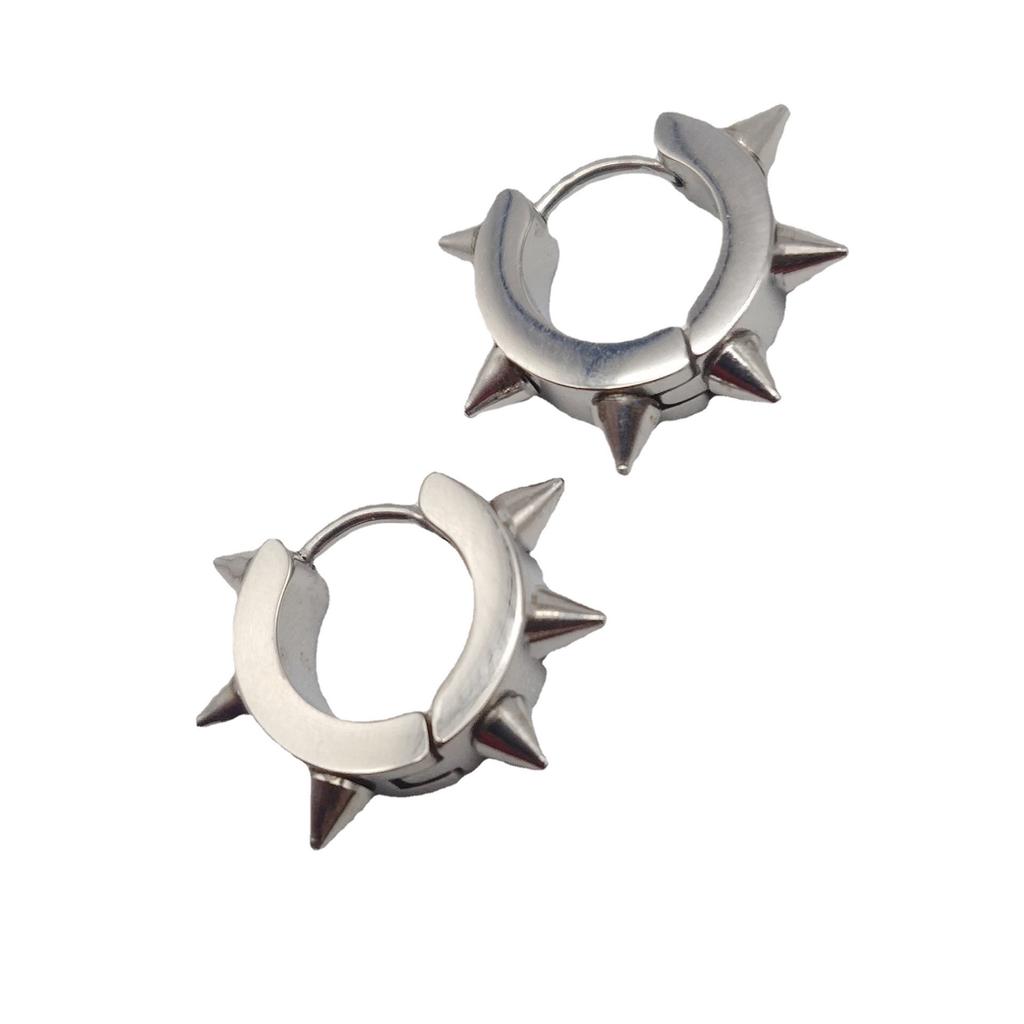 Direct Stainless Steel Tapered Ear Buckle Trend Hip Hop Six Spiked Earrings Piercing Personalized Ear Clips Earrings
