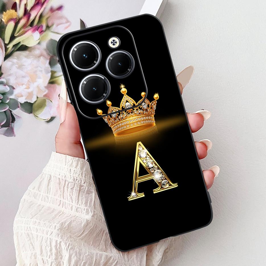 Pro pouzdro Infinix Hot 40 Pro X6837 Luxusní kryt s písmeny a korunkou Měkké silikonové pouzdro na telefon Pro Infinix Hot 40i Hot40 Pro Hot40i