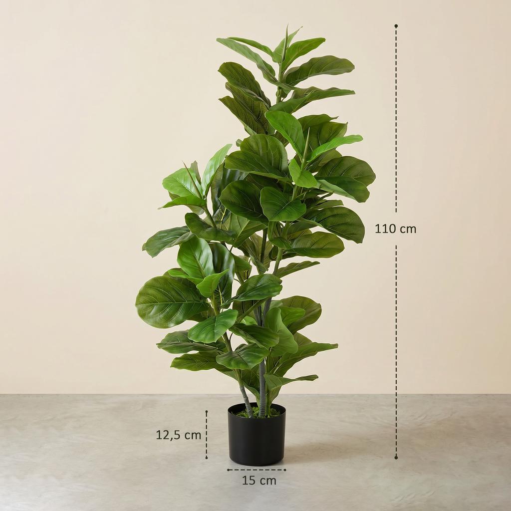 Artificial Ficus Plant, 110 cm Tall with 90 Leaves & Pot for Living Room