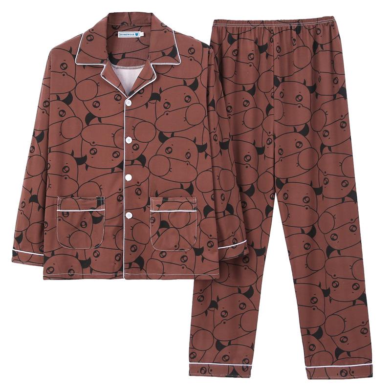 Men's Artistic Cardigan Pajama Set - Spring & Autumn Styles with Long Sleeves and Pants, Plus Size Available