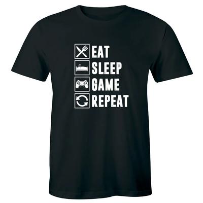 Eat Sleep Game Repeat Gamer Unisex T-Shirt Lustiges Nerd Geek Gaming Tee