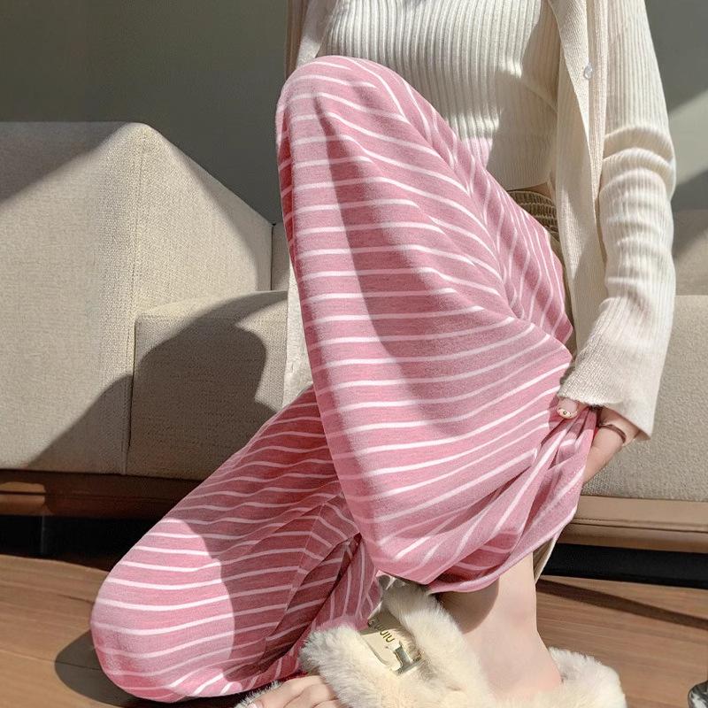 Women's Soft Glutinous High-Waisted Striped Wide-Leg Pants - Spring/Autumn 2025
