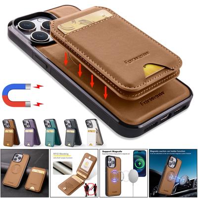 Magsafe Magnetische Leder Klapptasche Handyhülle für iPhone 17 Air 16E 16 Plus 15 Pro Max 14 13 12 11 SE XS XR X Geldbörse Hülle