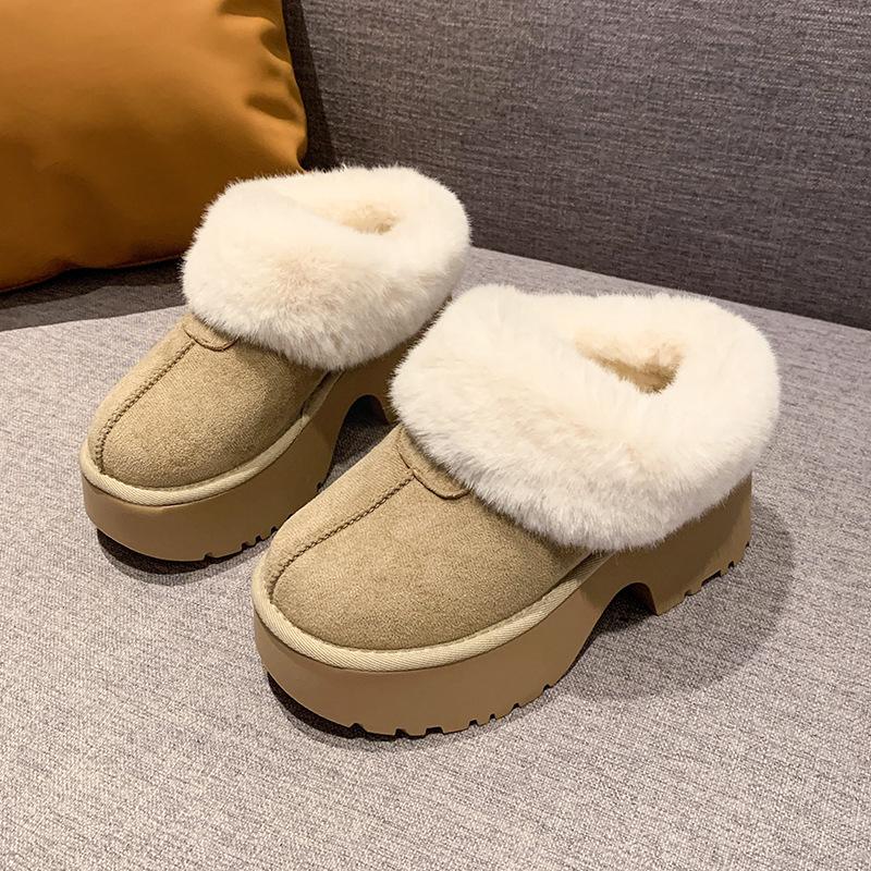 

Fashion Platform Fur Ankle Snow Boots Women High Heels Shoes Chelsea Winter Plush Warm Chunky Pumps 2024 Trend Casual Suede Botas Mujer 35 хакі