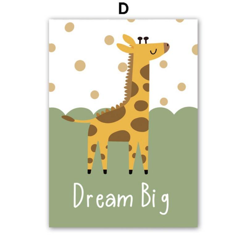 Kawaii Cat Tiger Elephant Giraffe Car Nursery Wall Art Canvas Painting Posters And Prints Wall Pictures For Baby Kids Room Decor