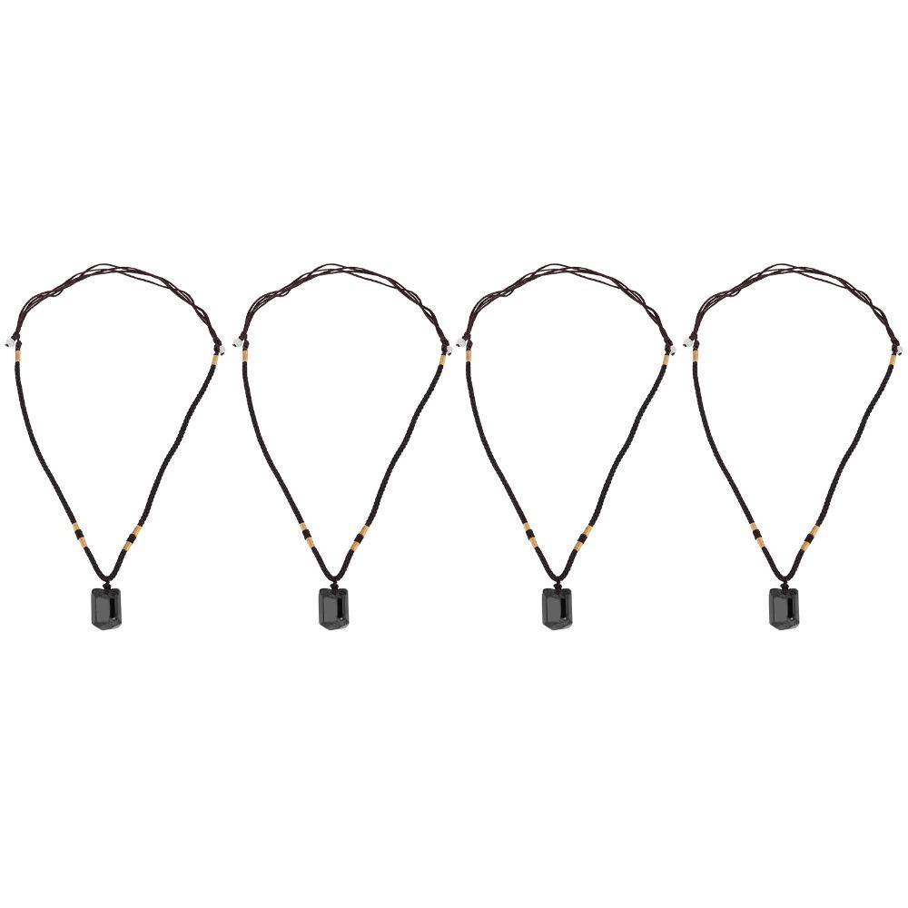 4Pcs Adjustable Rope Stone Pillar Pendant Protection Amulet Sweater Chain Necklace  For Women