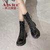 Augustine Martin boots autumn new British style ins spring and autumn single boots thick-soled high short boots